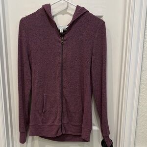 Market & Spruce Plum Heather Zip Hoodie
